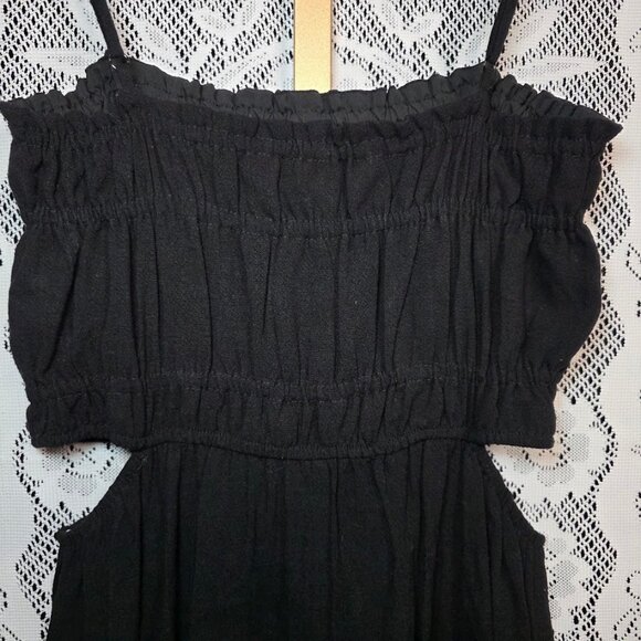 NWT Sage The Label Linen-Blend Cut-Out Midi Dress Black M - Picture 9 of 12
